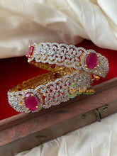 Premium Gold American Diamond Bangles-Pink-G4109